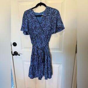 Eliza J Blue and Black Patterned Midi Dress